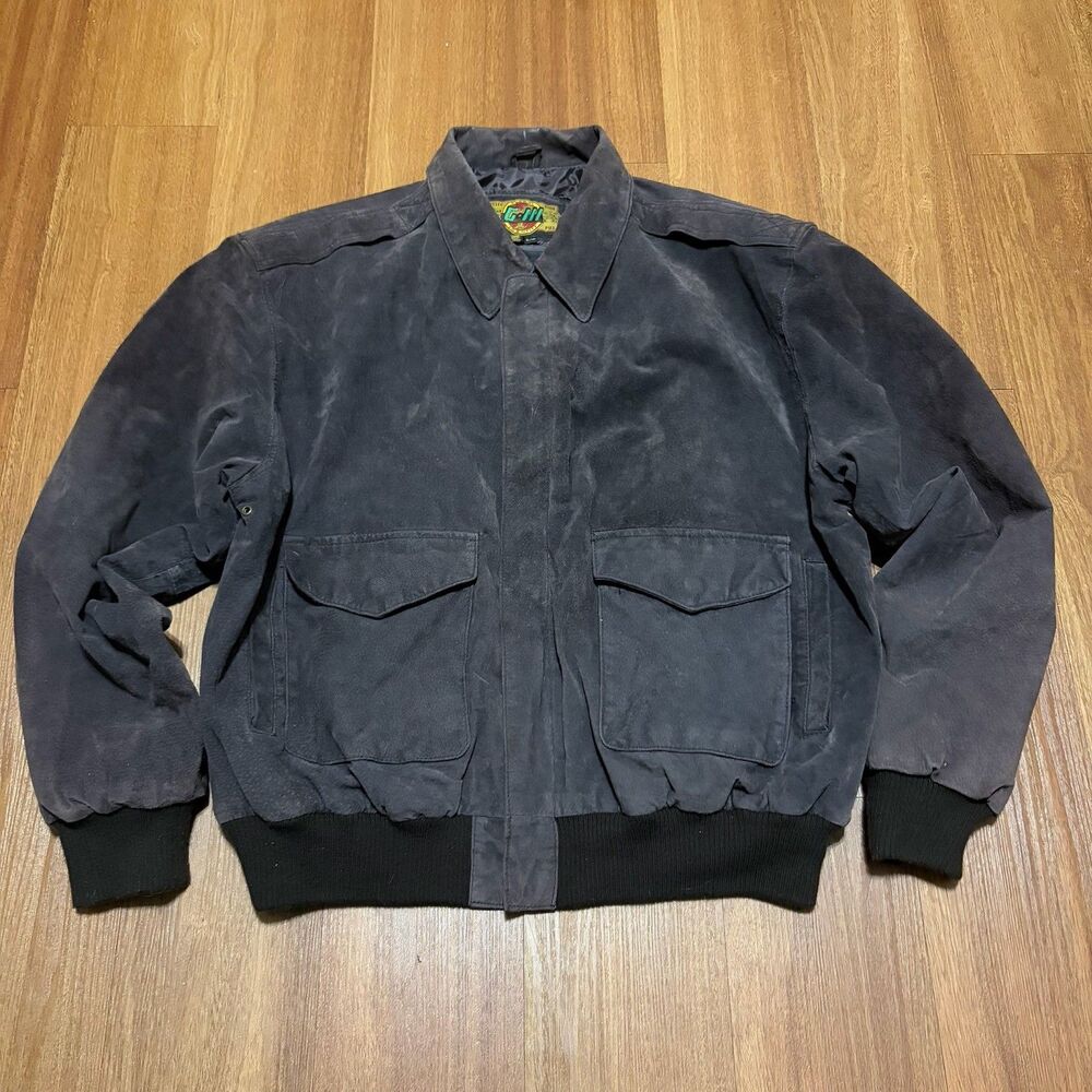 Vintage 80/90s G-III Global Identity Men's Leather Bomber Jacket Brown Size LG